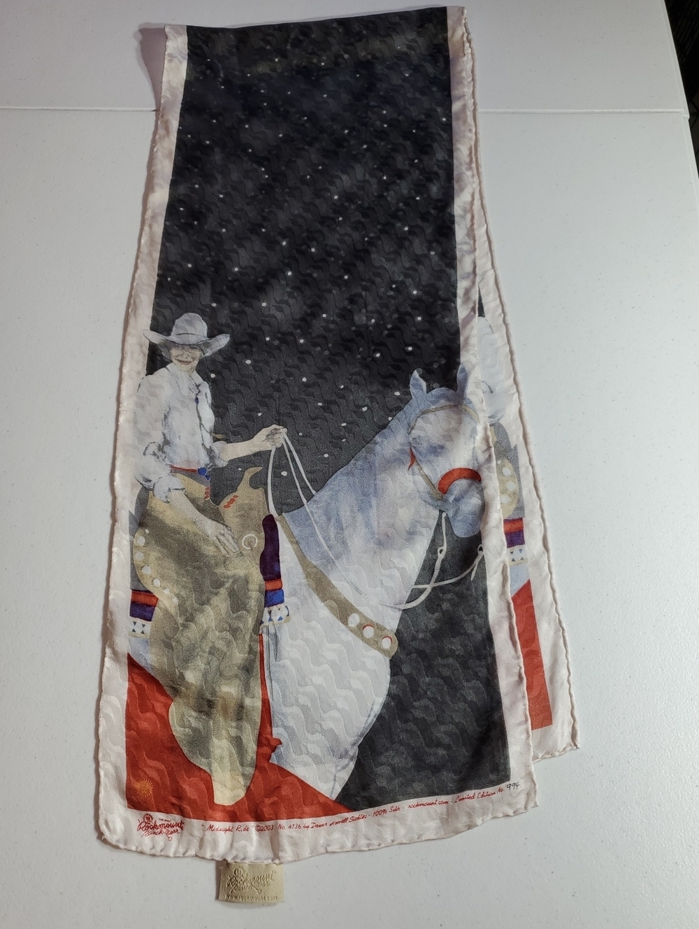 Rare Limited-Edition Silk Scarf Rockmount Ranch Wear Midnight Ride # 994